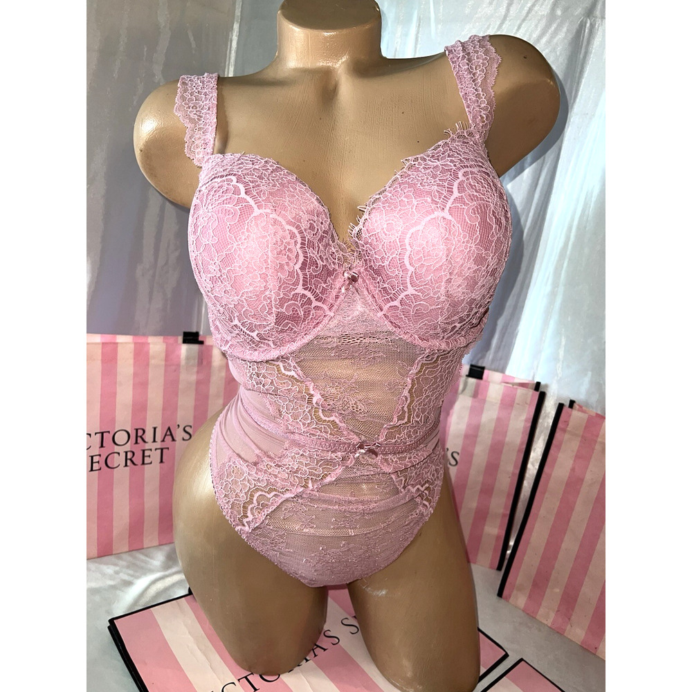 Victoria's Secret Pink Lace Bodysuit Chemise